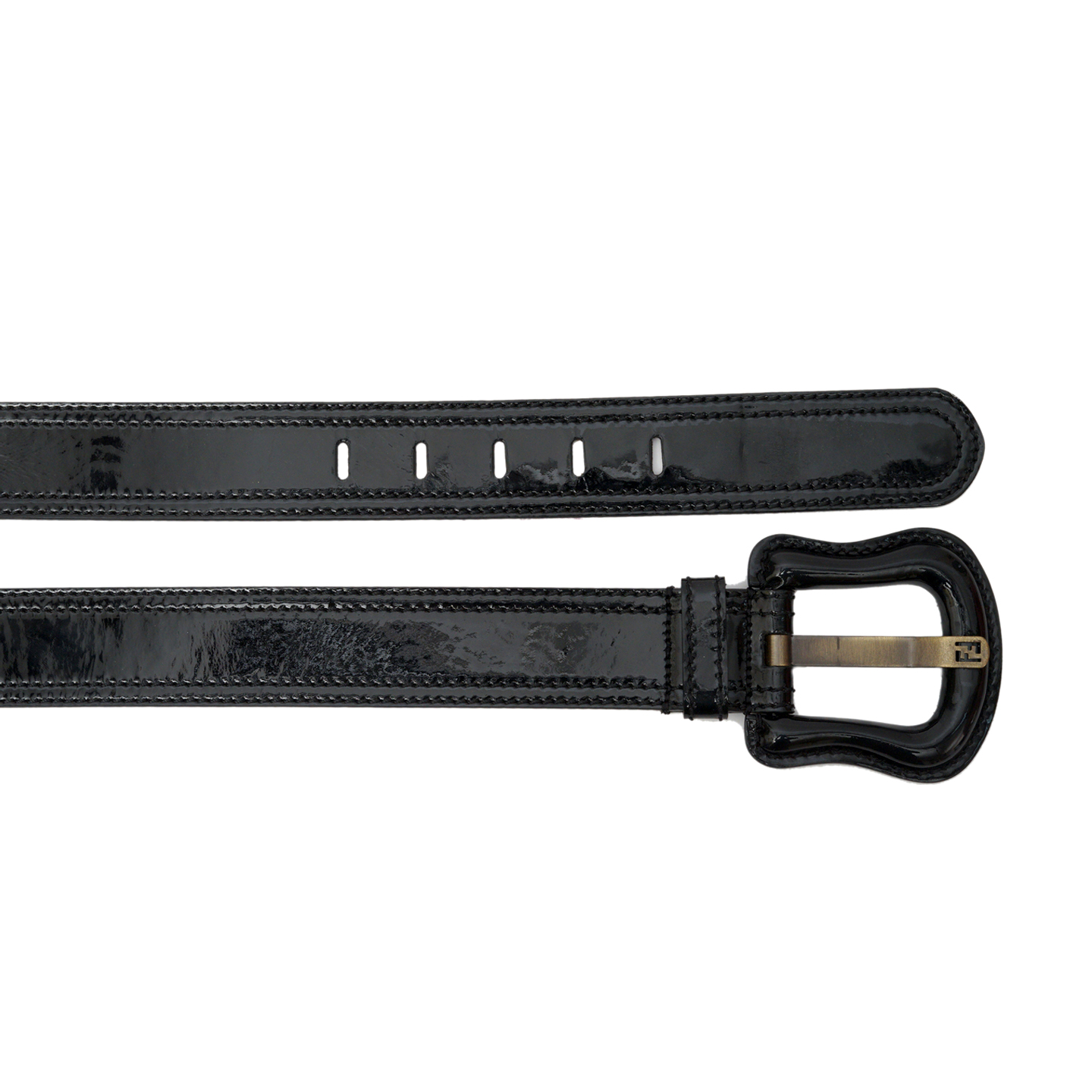 Fendi Black Patent Leather B Buckle Belt - LabelCentric