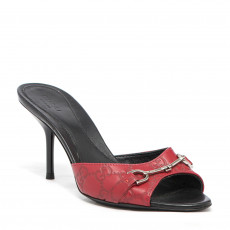 Gucci Red Guccissima Horsebit Slide Sandals 01