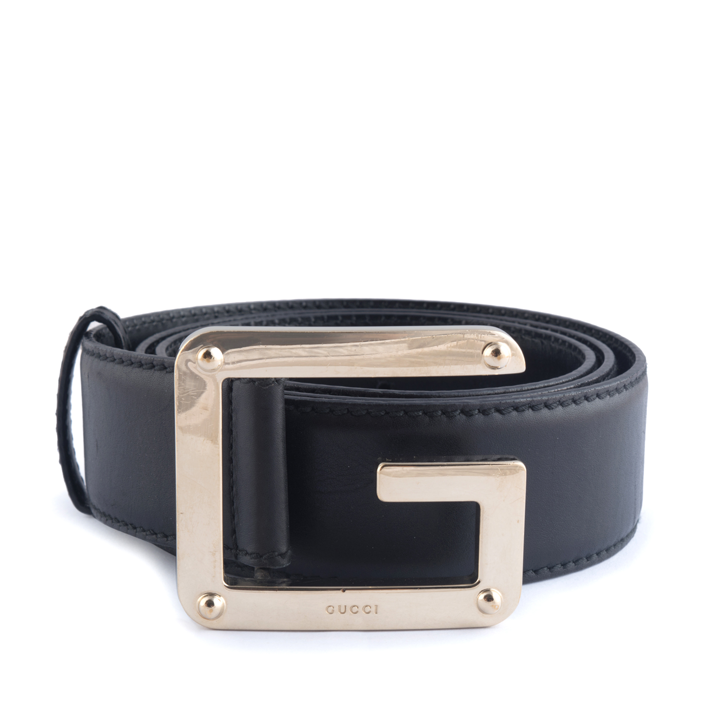 Gucci Black Leather G Buckle Belt - LabelCentric