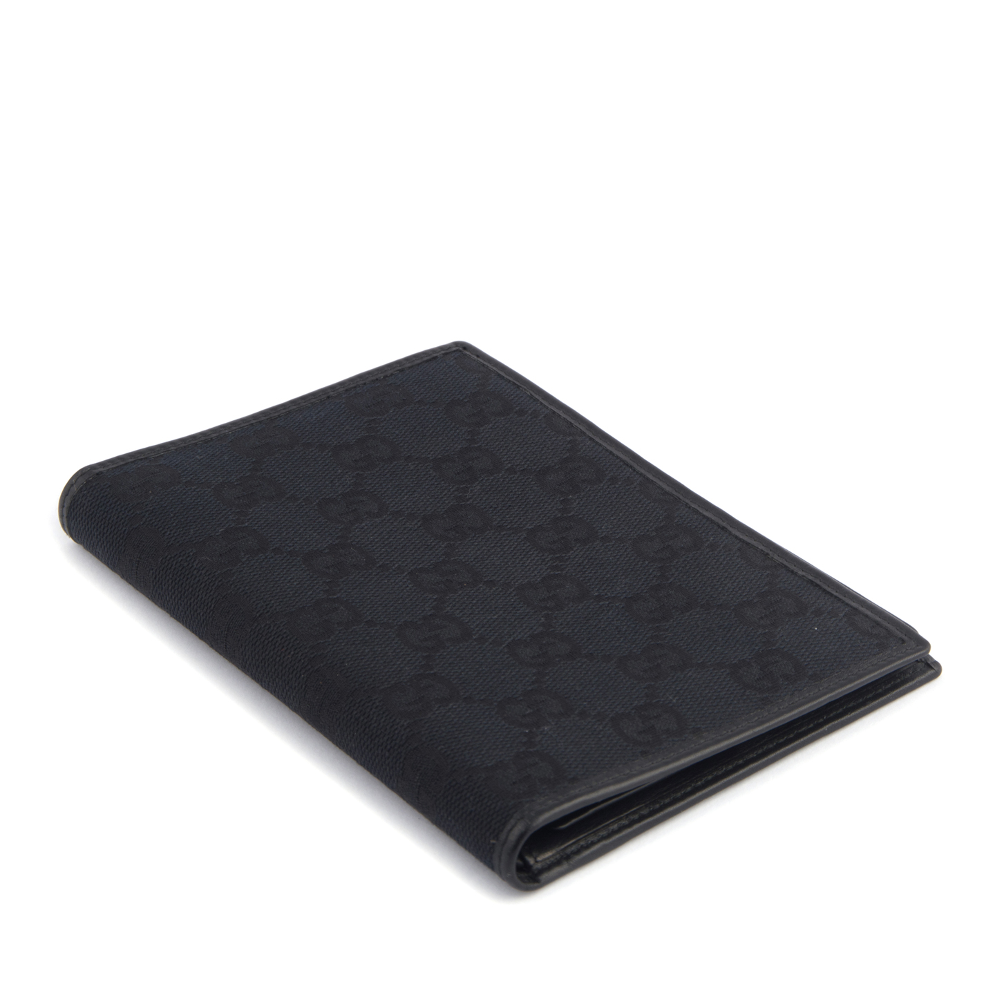 Gucci Black Monogram Canvas Passport Holder - LabelCentric