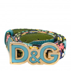 Dolce & Gabbana Blue Floral Belt 01