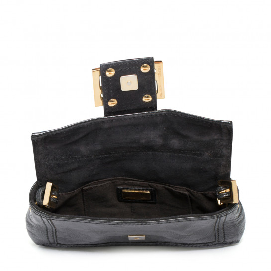 fendi black leather clutch