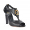 Gucci Black Leather GG Back Zip Sandals Size 37