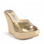 These metallic patent ‘Phyllis’ espadrilles wedges slides are comfortable and glamorous. These wedges feature espadrille soles and have golden, glossy patent leather crisscross straps at the toes. The leather padded insoles feature Jimmy Choo labels-2