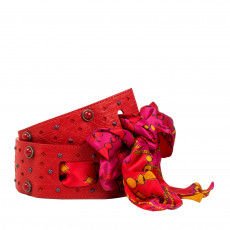 Christian Dior Red Leather Embellished Wide Belt 02