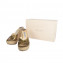 These metallic patent ‘Phyllis’ espadrilles wedges slides are comfortable and glamorous. These wedges feature espadrille soles and have golden, glossy patent leather crisscross straps at the toes. The leather padded insoles feature Jimmy Choo labels-5