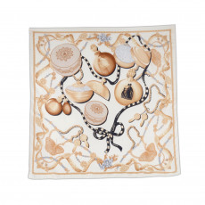 Lanvin Cream Printed Silk Square Scarf 01