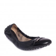 Tod's Black Leather Buckle Detail Ballet Flats 01