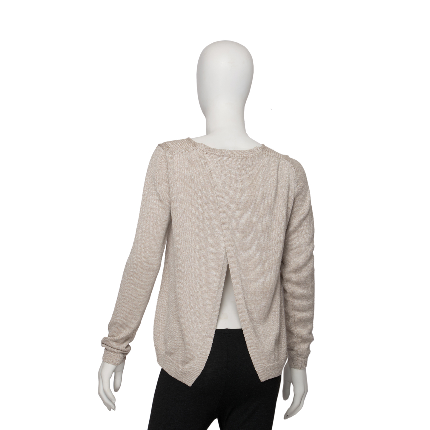 Massimo Dutti Beige Cardigan With Open Back - LabelCentric