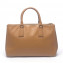 Prada Caramel Saffiano Lux Leather Small Double Zip Tote Bag (02)