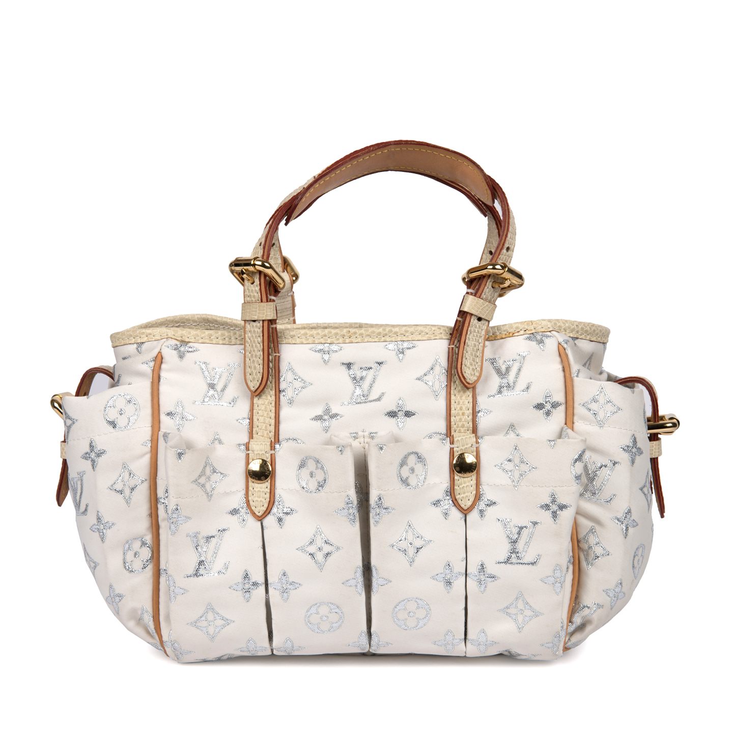 Louis Vuitton Limited Edition White Monogram Glitter Cabas GM Bag 