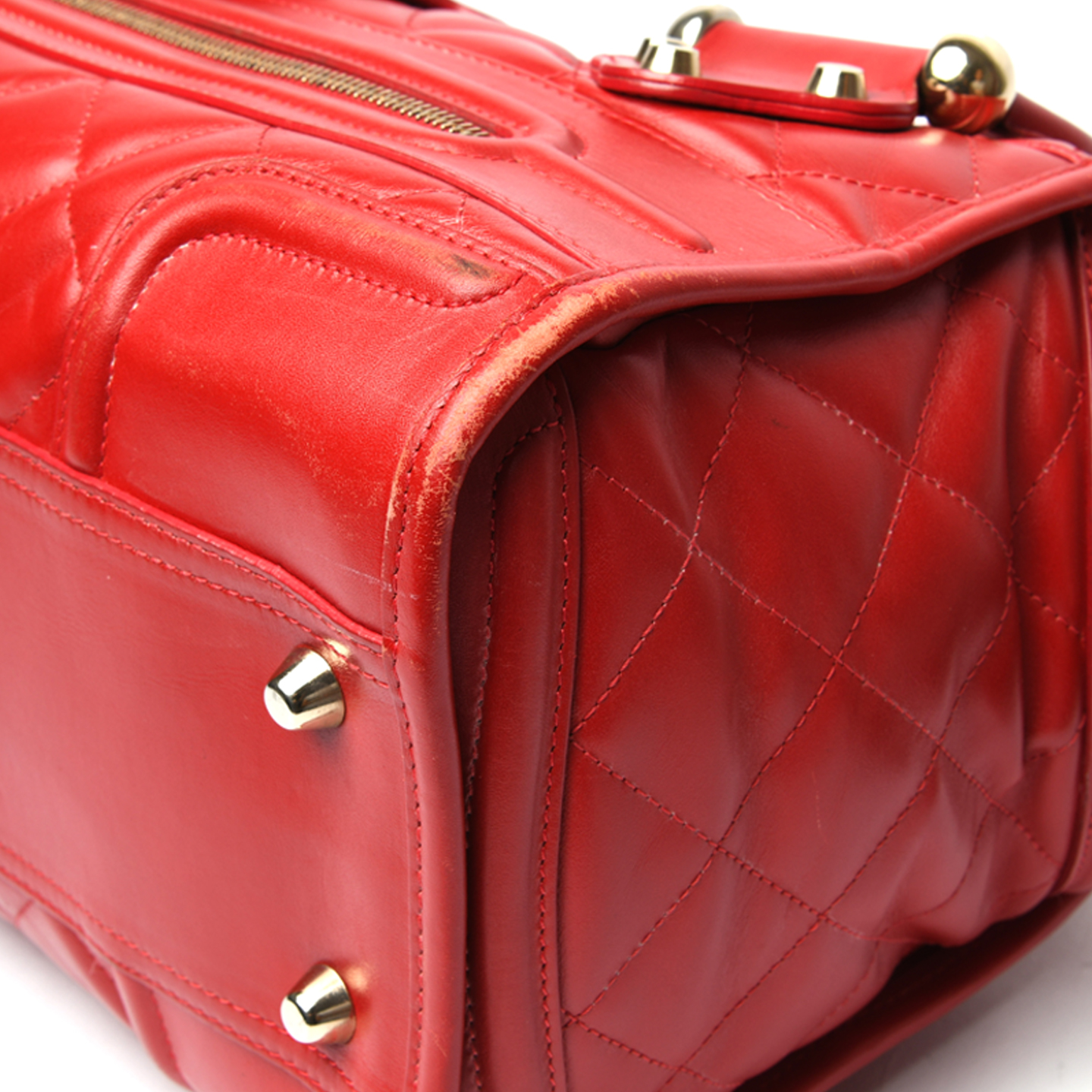 Burberry Red Quilted Patent Leather Manor Satchel Large QKB2MI27R5000