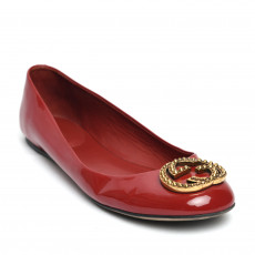 Gucci Red Patent GG Studded Ballet Flats 01