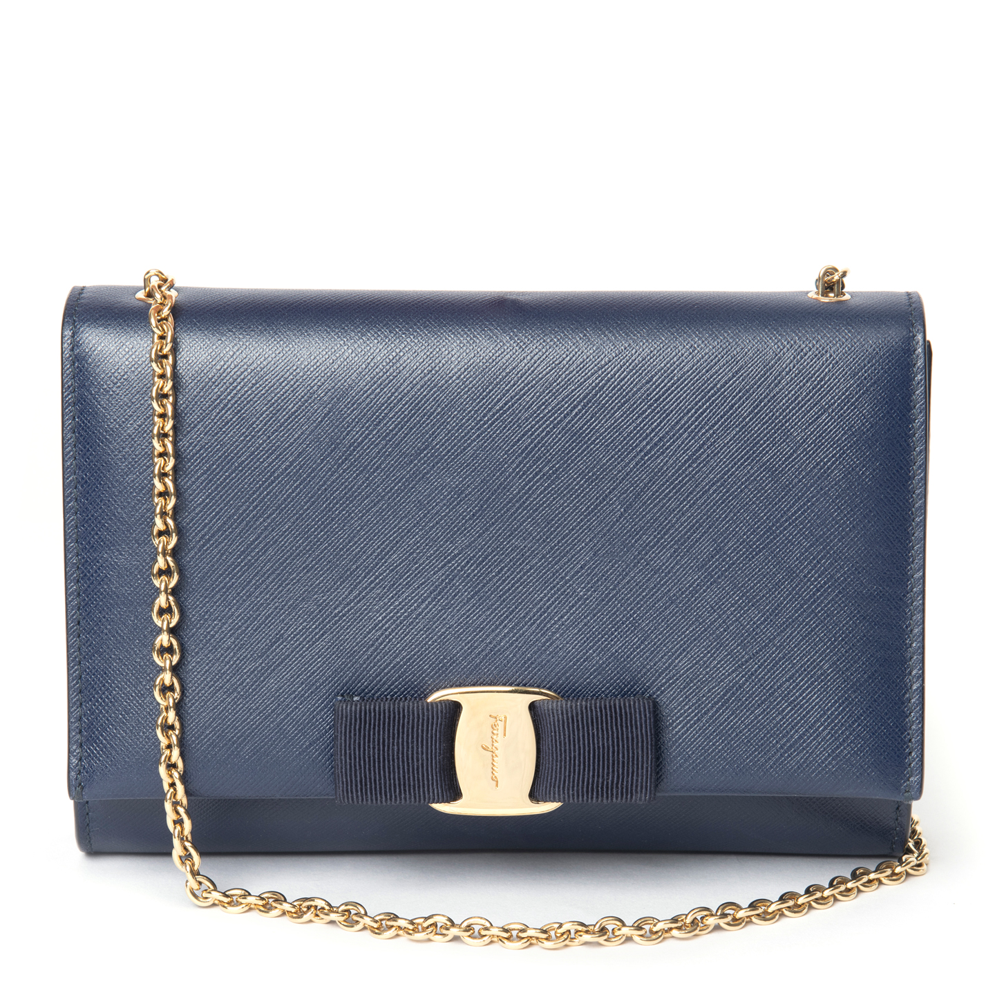 Salvatore Ferragamo Oxford Blue Ginny Small Shoulder Bag - LabelCentric