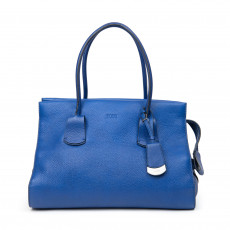 Tod's Blue Grained Leather Medium Note Shopping Bag 01