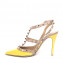 Valentino Yellow/Nude Patent Leather Rockstud T-Strap Pumps 02
