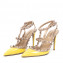 Valentino Yellow/Nude Patent Leather Rockstud T-Strap Pumps 03