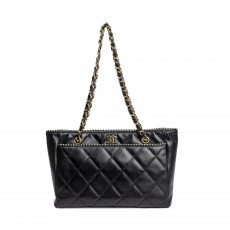 Chanel Black Lambskin Quilted Leather Shoulder Bag 01