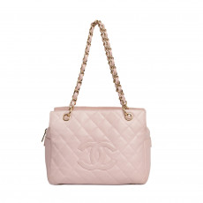 Chanel Pink Quilted Caviar Leather Petite Timeless Shopping Tote Bag 01