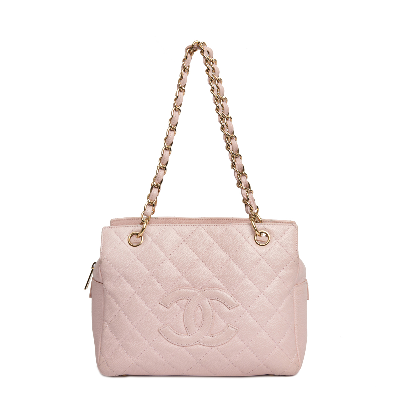 Chanel Pink Quilted Caviar Leather Petite Timeless Shopping Tote