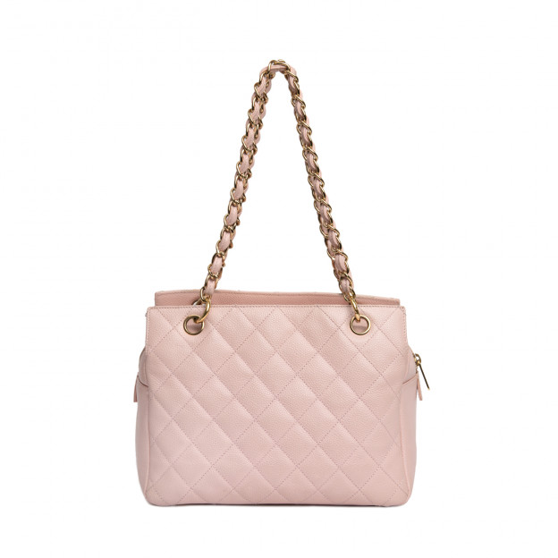 Chanel Pink Quilted Caviar Leather Petite Timeless Shopping Tote Bag ...