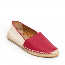 Gucci Red GG Leather Espadrille Flat 01
