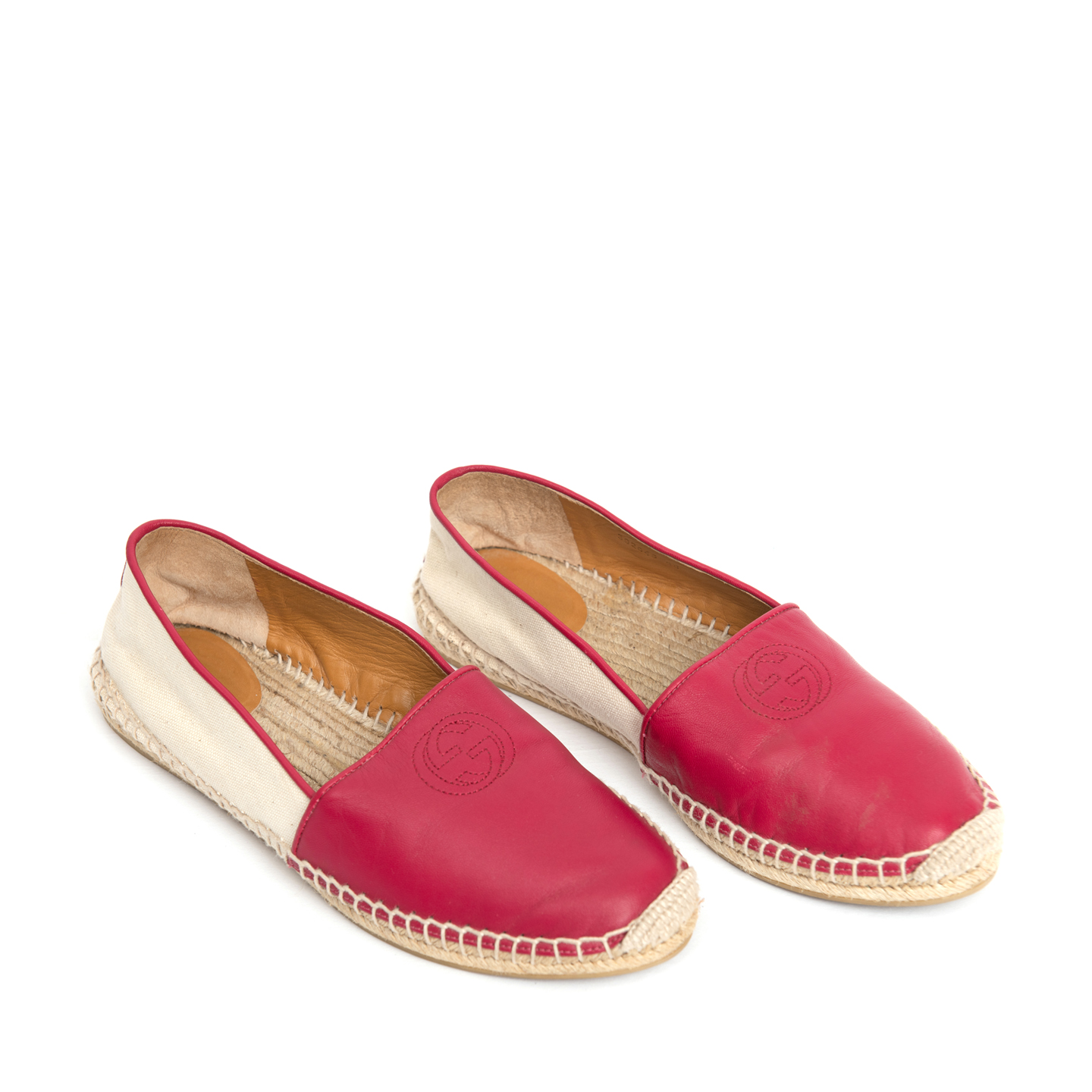 Gucci Red GG Leather Espadrille Flat, Size 38 - LabelCentric