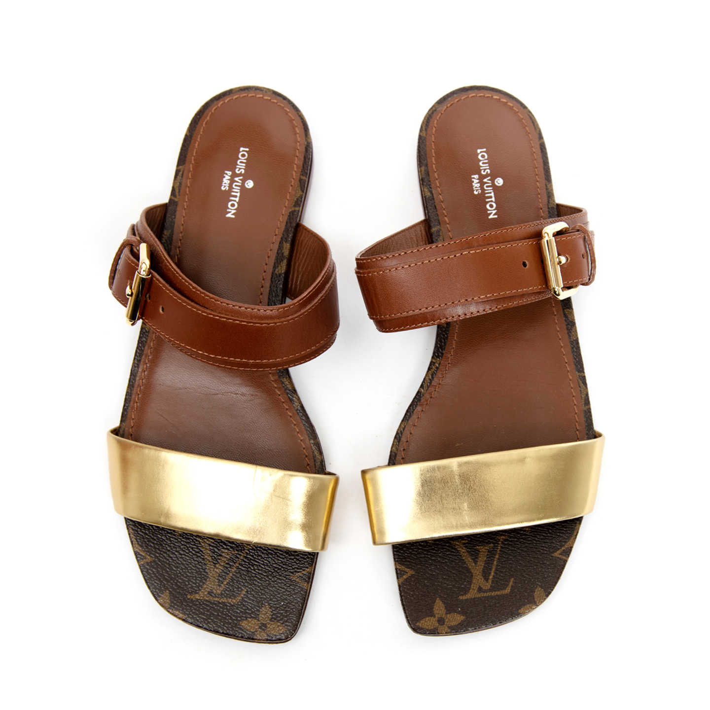  Louis  Vuitton  Golden Bloom Flat Sandals  Size 37 5 