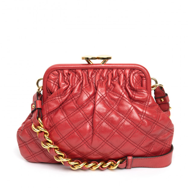 Marc Jacobs Red Quilted Leather Mini Stam Shoulder Bag - LabelCentric