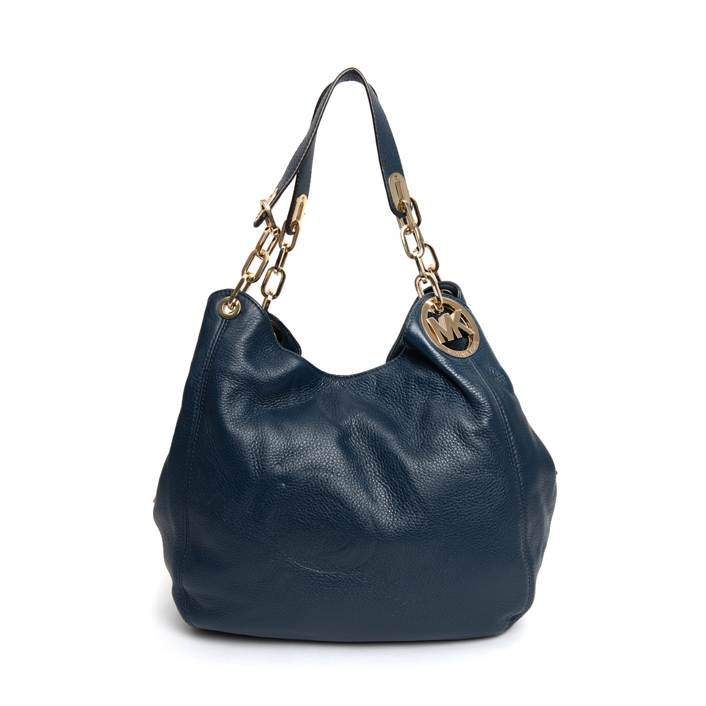 Michael Kors Fulton Blue Leather Large Shoulder Bag - LabelCentric