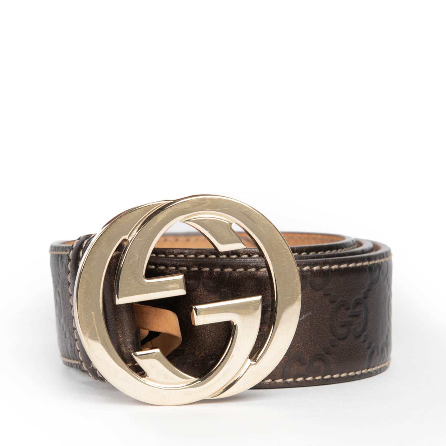 Gucci Guccissima Unisex belt, Interlocking G Buckle - LabelCentric