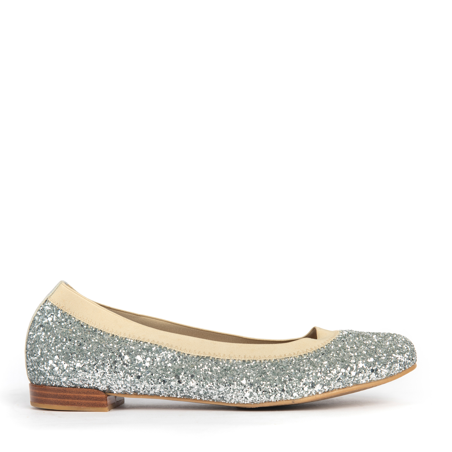 Stuart Weitzman Lastikon Silver Glitter Ballet Flats, Size 37.5 ...