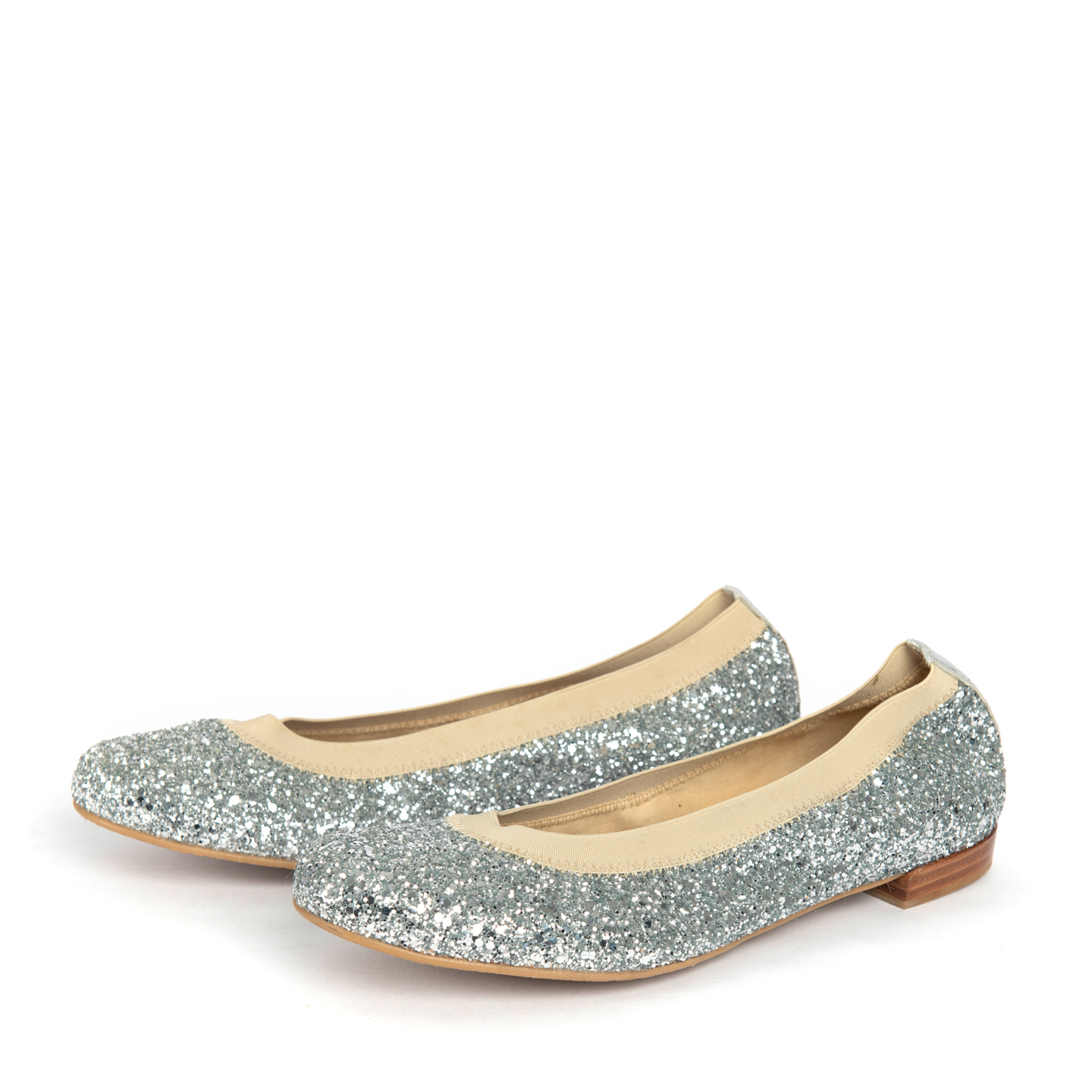 Stuart Weitzman Lastikon Silver Glitter Ballet Flats, Size 37.5 ...