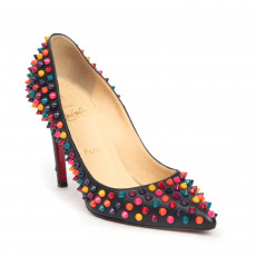 Christian Louboutin Black Leather Pigalle Mulitcolor Spikes 100mm Pumps 02