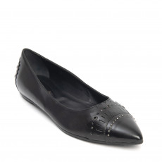 Tod's Black Leather Pointed Toe Ballet Flats 01