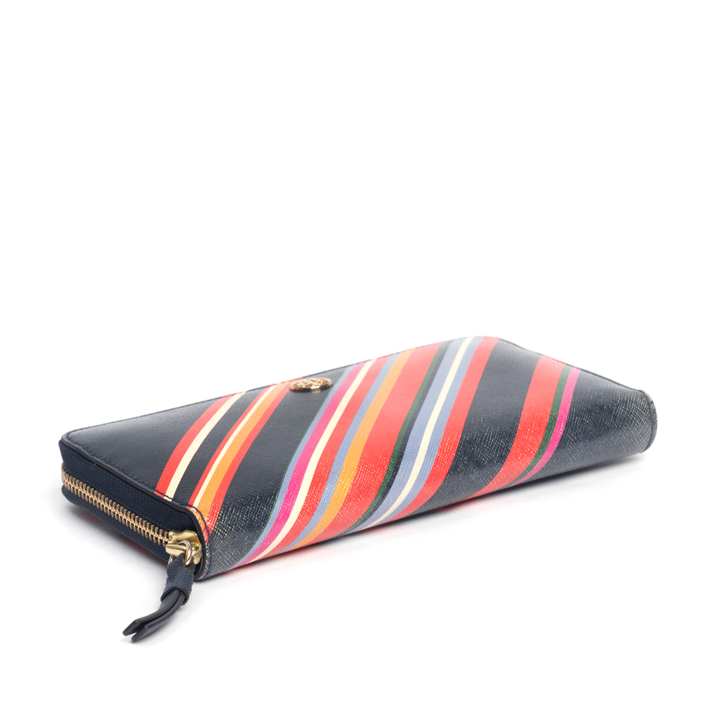 Tory Burch Robinson Stripe Zip Continental Wallet - LabelCentric