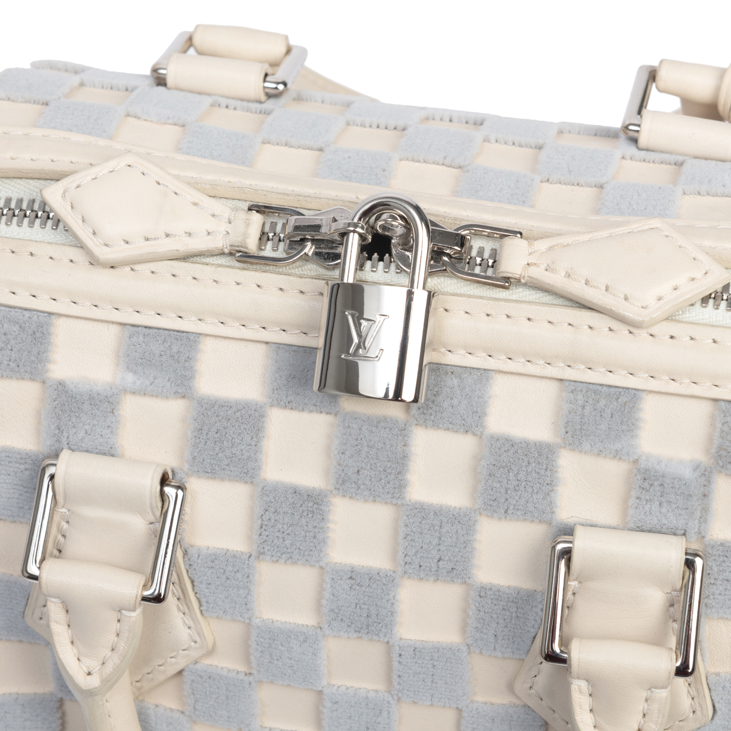 Louis Vuitton Limited Edition Gris Suede and Leather Speedy Cube Illusion  Bag - Lux - Greenwald Antiques