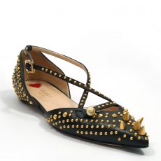 Gucci Black Studded Pointed Toe Unia Flat Sandals (05)
