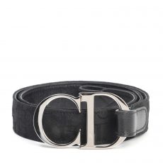 Dior Black Embroidered Diorissimo CD Buckle Belt (01)