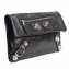 Balenciaga Black Lambskin Leather Giant 21 Silver Envelope Clutch Bag (03)