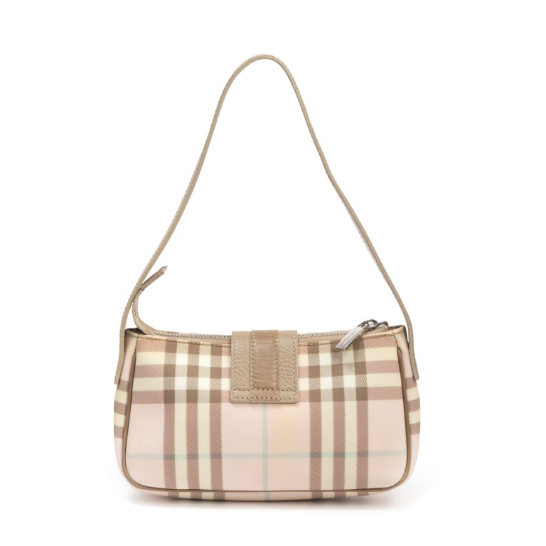 BURBERRY leather Nova Check Long Wallet Purse pink