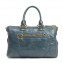 Prada Denim Blue Vitello Shine Leather East:West Bauletto Bag (02)