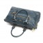 Prada Denim Blue Vitello Shine Leather East:West Bauletto Bag (07)
