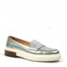 Tod's Metallic Silver Leather Slip-On Loafer Sneakers (01)