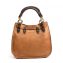 Miu Miu Brown Leather Bi-Color Top Handle Bag