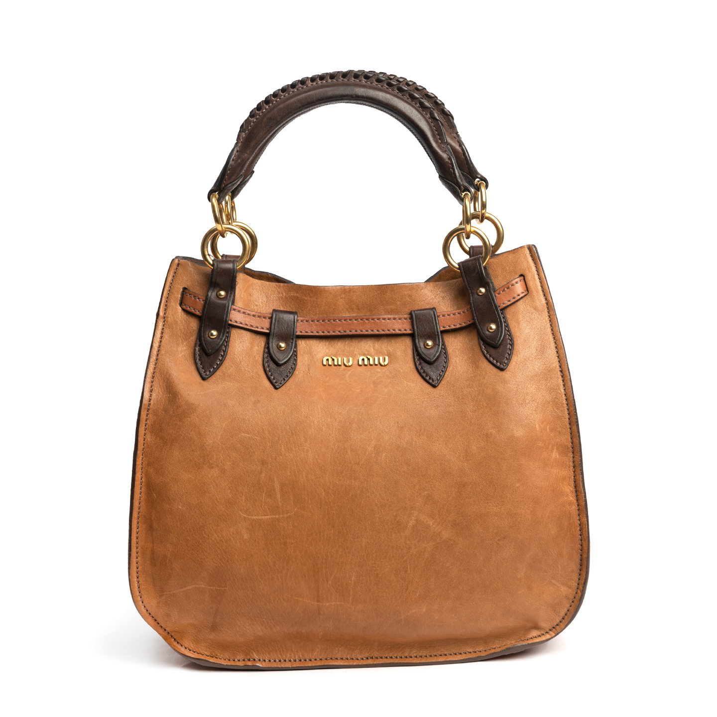 Miu Miu Leather Handle Bag - Brown Handle Bags, Handbags