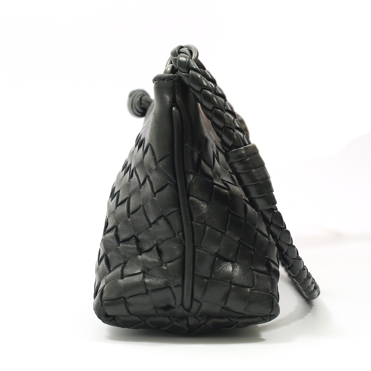 Bottega Veneta Black Intrecciato Woven Leather Frame Pochette Bag ...