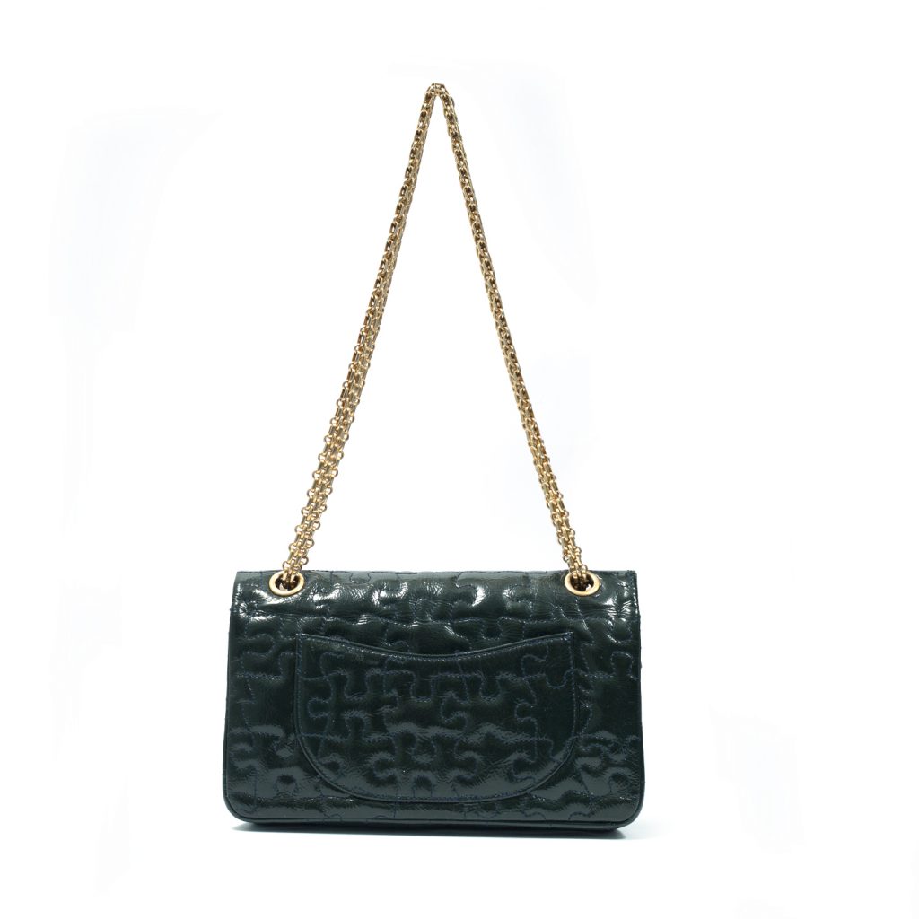 Chanel Crackled Patent Calfskin Puzzle 2.55 Reissue 225 Flap Bag, Navy ...