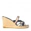 Burberry Black Patent Leather and Nova Check Espadrille Wedge Sandals (01)