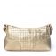 Burberry Gold Embossed Leather Zip Baguette Bag